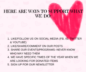 Here are ways to support what we do.