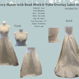 Style:  Halter with Bead Work & Tulle Overlay Label Size 16