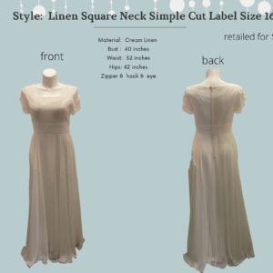Style:  Linen Square Neck Simple Cut Label Size 16