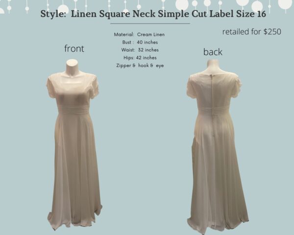 Style:  Linen Square Neck Simple Cut Label Size 16