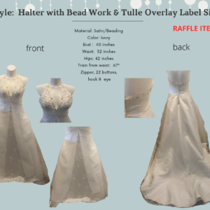 Style:  Halter with Bead Work & Tulle Overlay Label Size 16