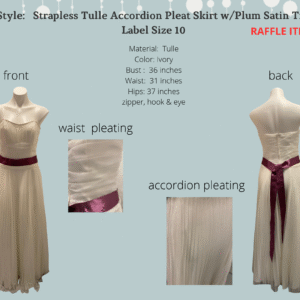 Style:   Strapless Tulle Accordion Pleat Skirt w/Plum Satin Tie  Label Size 10